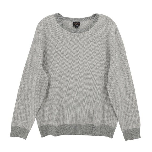 J. Crew Other - J CREW 100% Cashmere Herringbone Jacquard Crewneck Sweater Gray Men's LARGE
